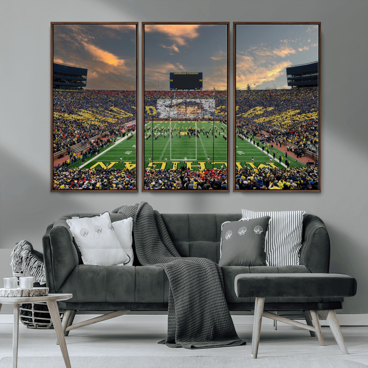 MGV-FC-48X32-3P - University of Michigan Wolverines Print Canvas, Football Team Print - Ann Arbor Michigan Stadium