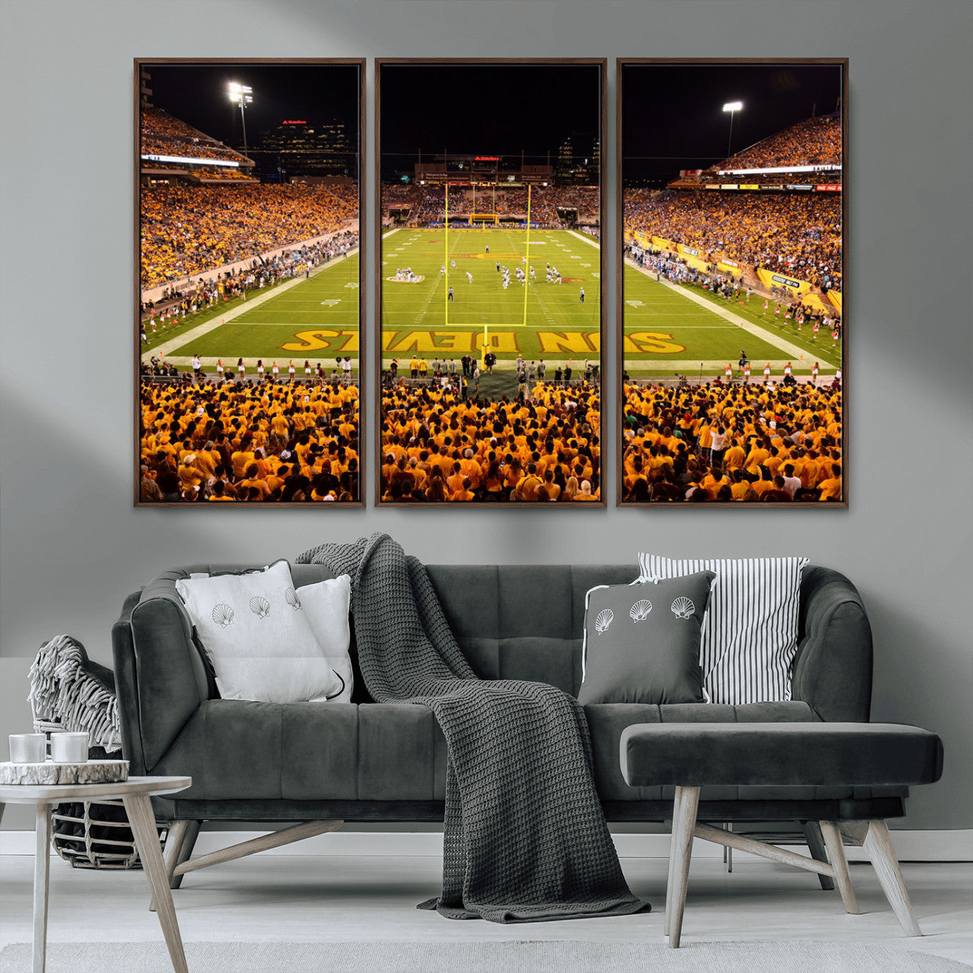 MGV-FC-48X32-3P - ASU Sun Devils Football Team Print - Phoenix Mountain America Stadium Wall Art Canvas Print