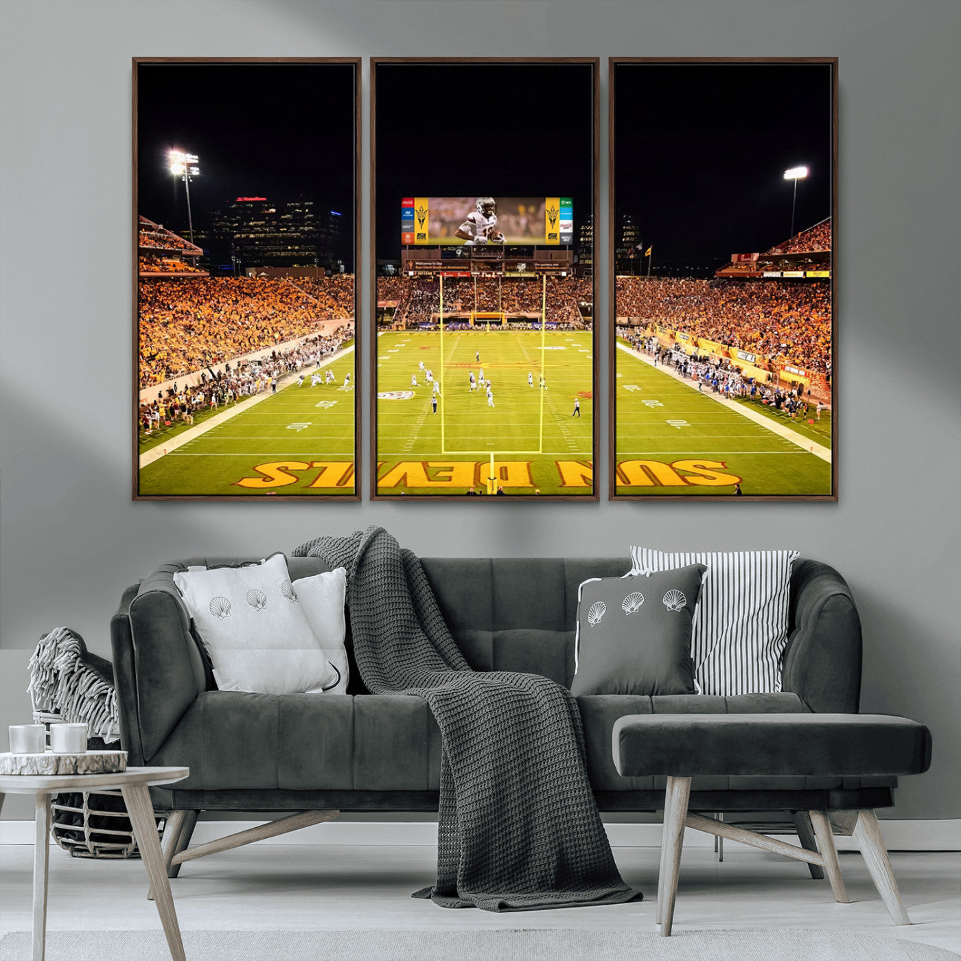 MGV-FC-48X32-3P - ASU Sun Devils Football Team Print - Phoenix Mountain America Stadium Canvas Print
