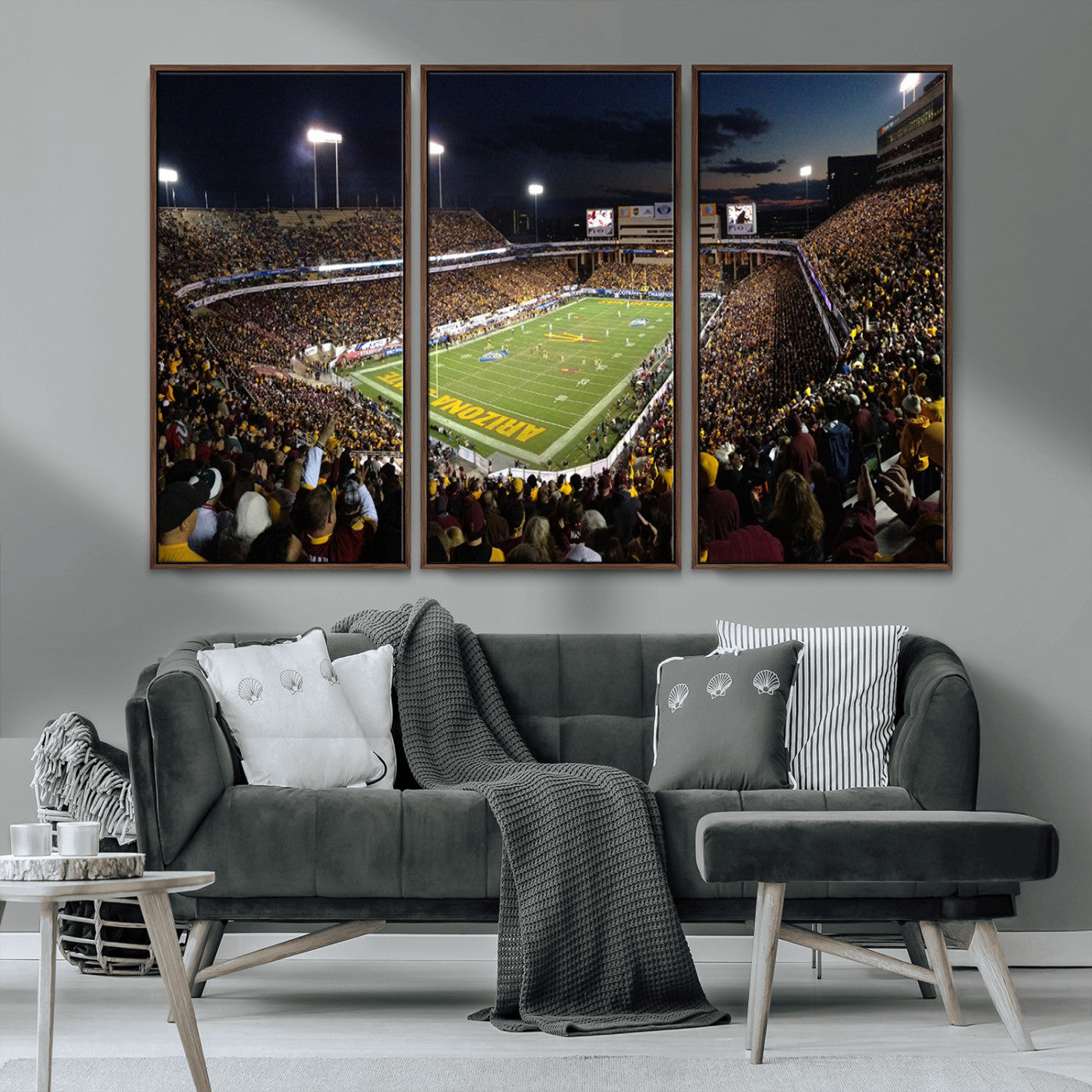 MGV-FC-48X32-3P - ASU Sun Devils Football Team Print Canvas - Phoenix Mountain America Stadium Wall Art Canvas Print