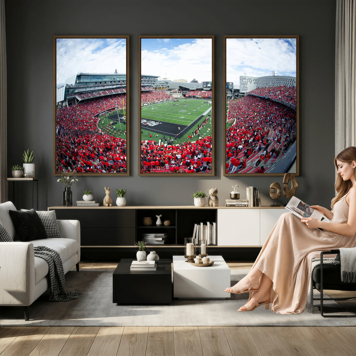 54070-MGV-CV-36X24 - Cincinnati Bearcats Football Team Print - Nippert Stadium Wall Art Canvas Print