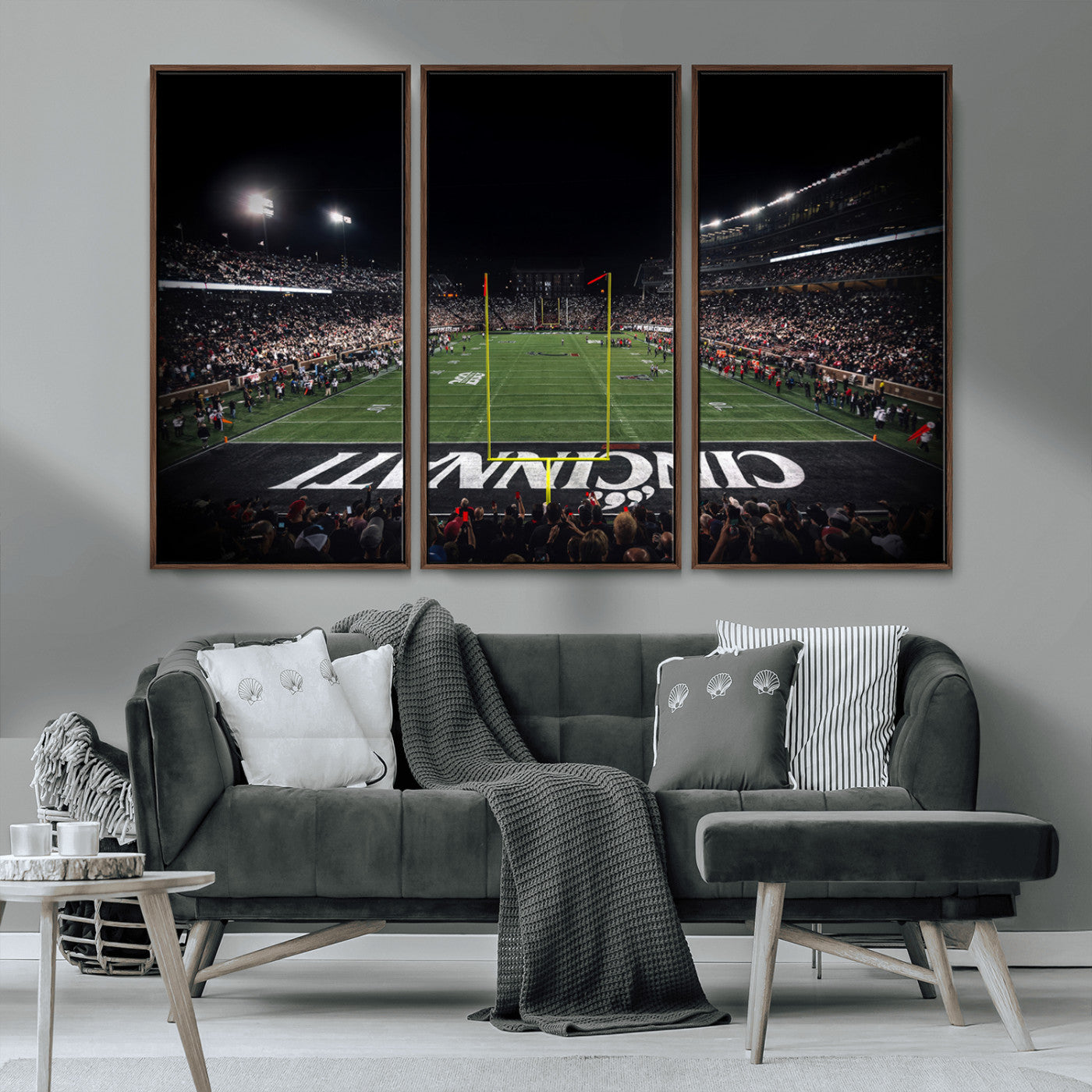 MGV-FC-48X32-3P - Cincinnati Bearcats Football Team Print - Nippert Stadium Wall Art Canvas Print