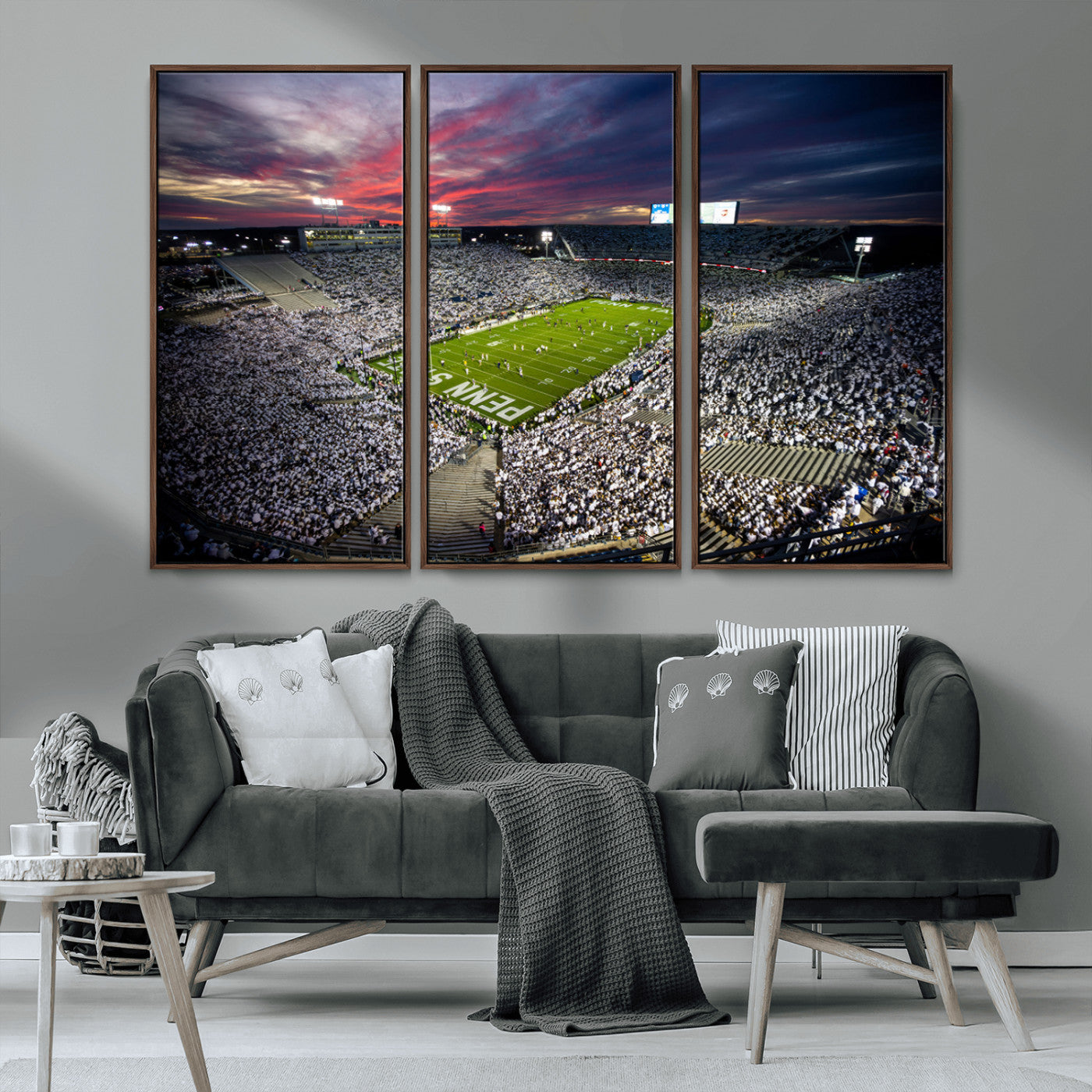 MGV-FC-48X32-3P - Penn State Nittany Lions Football Team Print - University Park Beaver Stadium Art Canvas Print