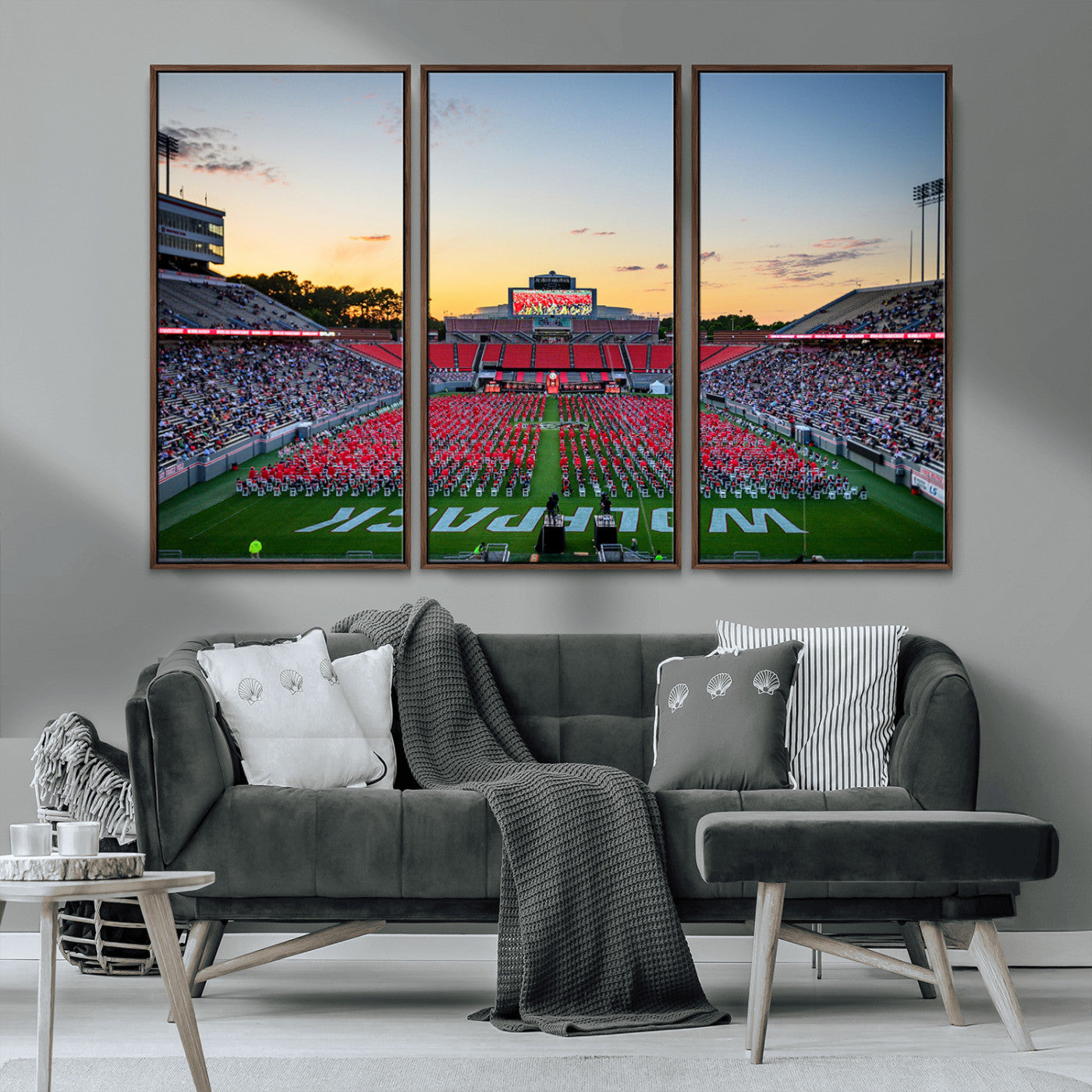 MGV-FC-48X32-3P - NC State Wolfpack Football Team Print Wall Art - Raleigh Carter-Finley Stadium Wall Art Canvas Print
