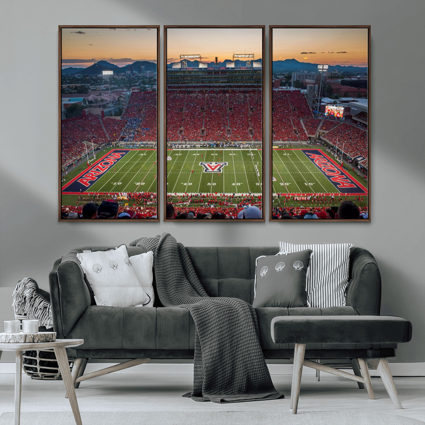 MGV-FC-48X32-3P - Arizona Wildcats Football Team Print - Tucson Arizona Stadium Wall Art Canvas Print