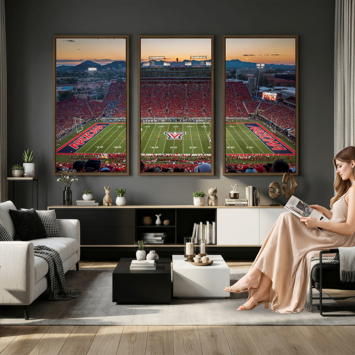 45563-MGV-CV-36X24 - Arizona Wildcats Football Team Print - Tucson Arizona Stadium Wall Art Canvas Print