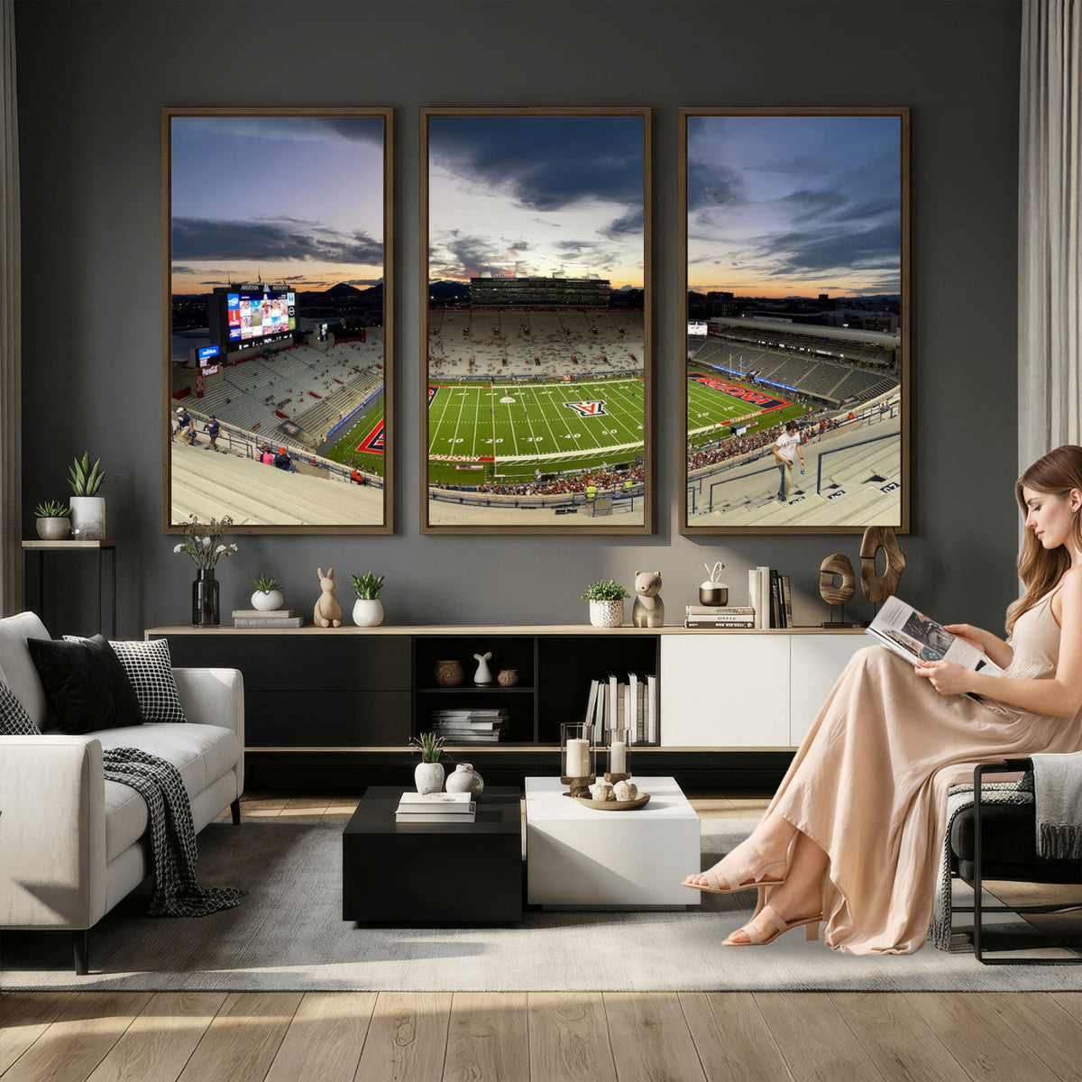 24339-MGV-CV-36X24 - Arizona Wildcats Football Team Print - Tucson Arizona Stadium Wall Art Canvas Print