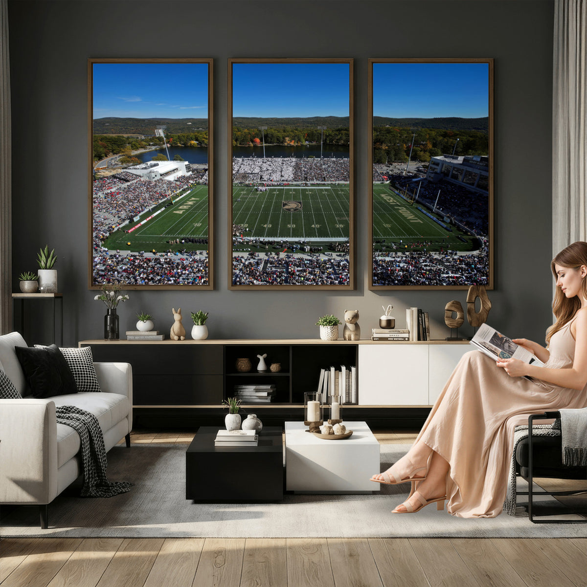 52056-MGV-CV-36X24 - Army Black Knights Football Team Print - West Point Michie Stadium Wall Art Canvas Print
