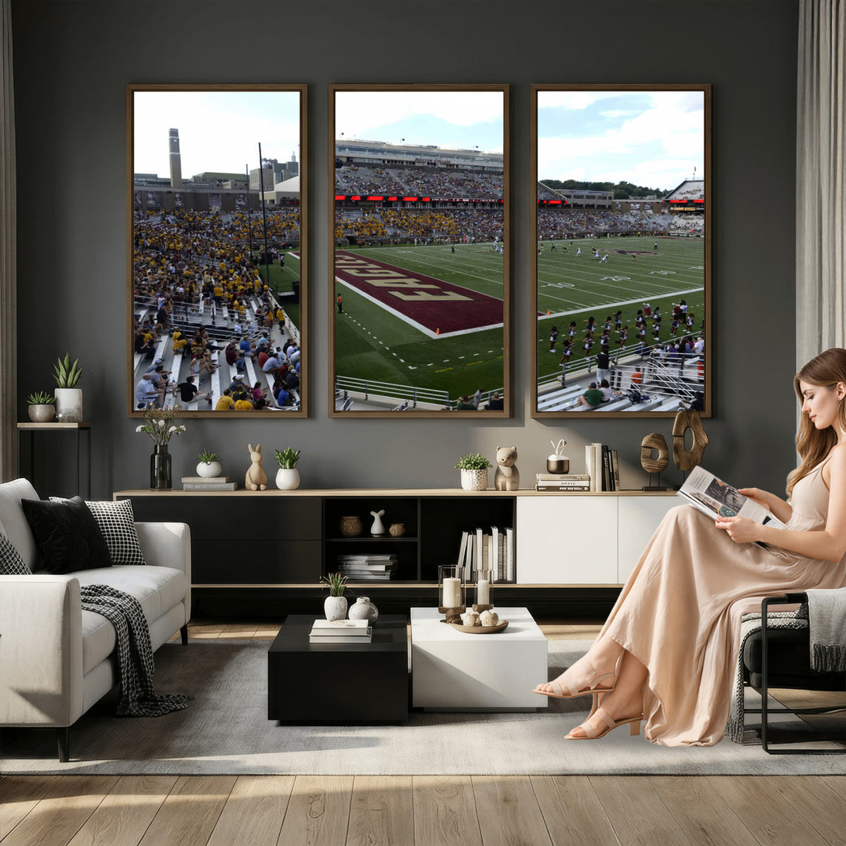 61503-MGV-CV-36X24 - Boston College Eagles Football Team Print - Boston Alumni Stadium Wall Art Canvas Print