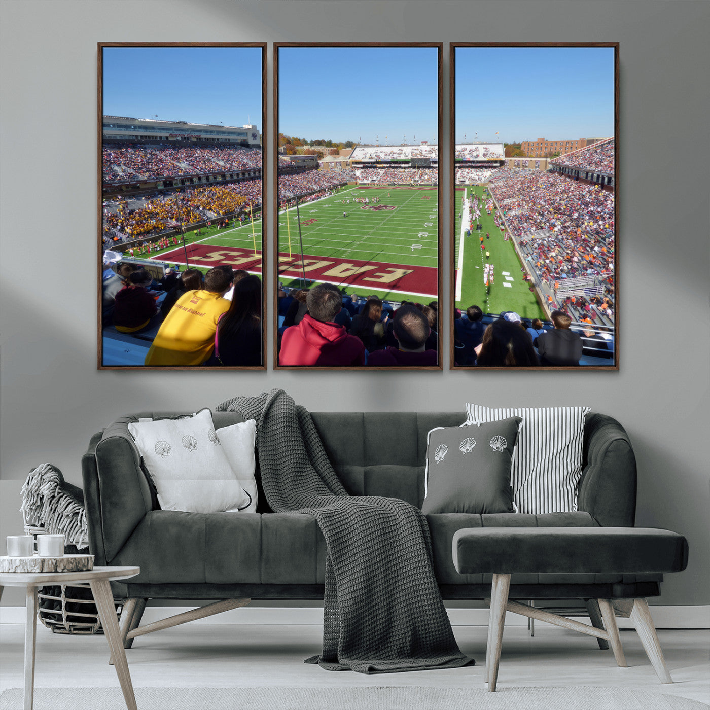 MGV-FC-48X32-3P - Boston College Eagles Football Team Print - Boston Alumni Stadium Wall Art Canvas Print