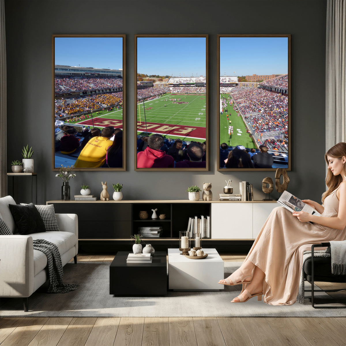 78117-MGV-CV-36X24 - Boston College Eagles Football Team Print - Boston Alumni Stadium Wall Art Canvas Print