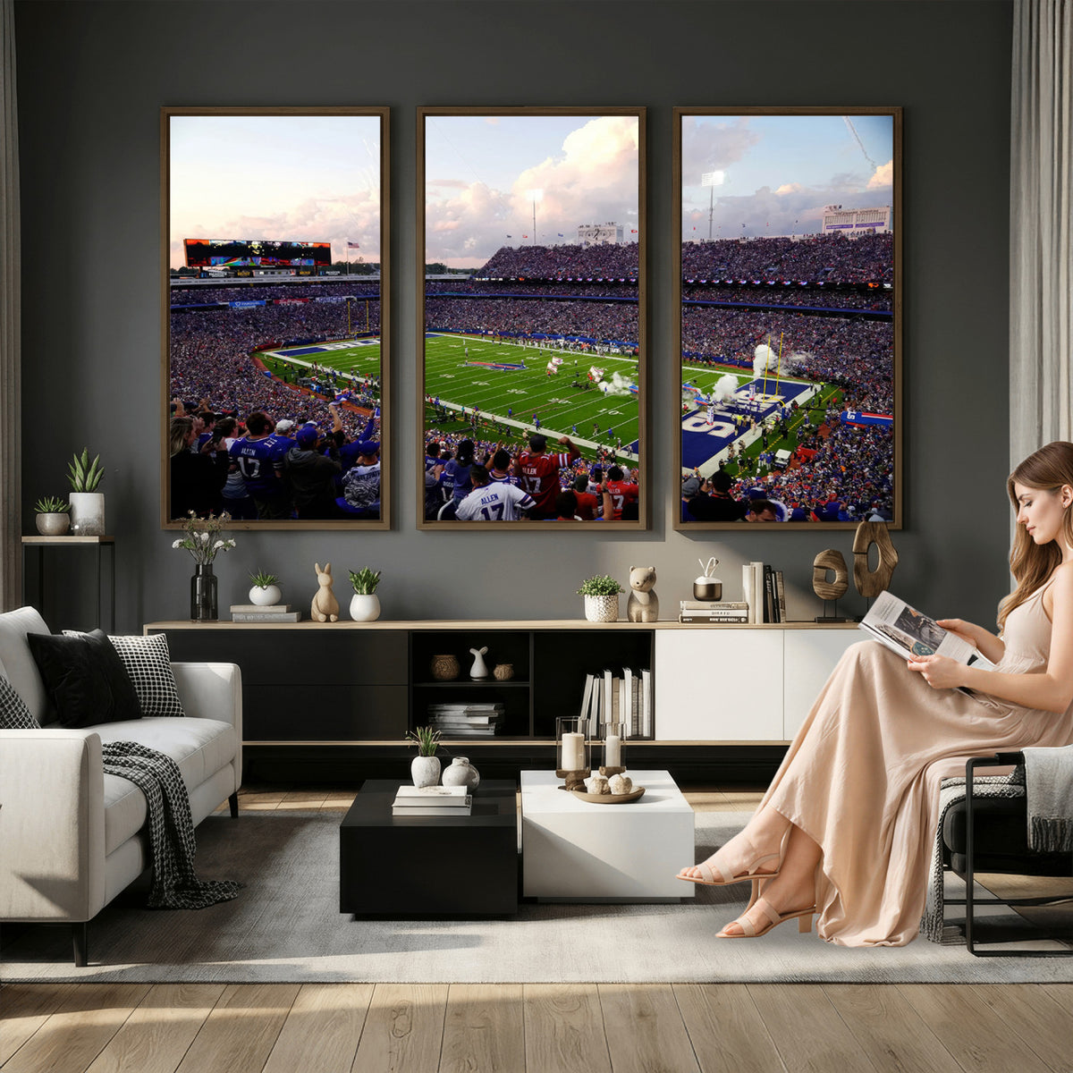 64066-MGV-CV-36X24 - Buffalo Bills Football Team Print - Buffalo Highmark Stadium Wall Art Canvas Print