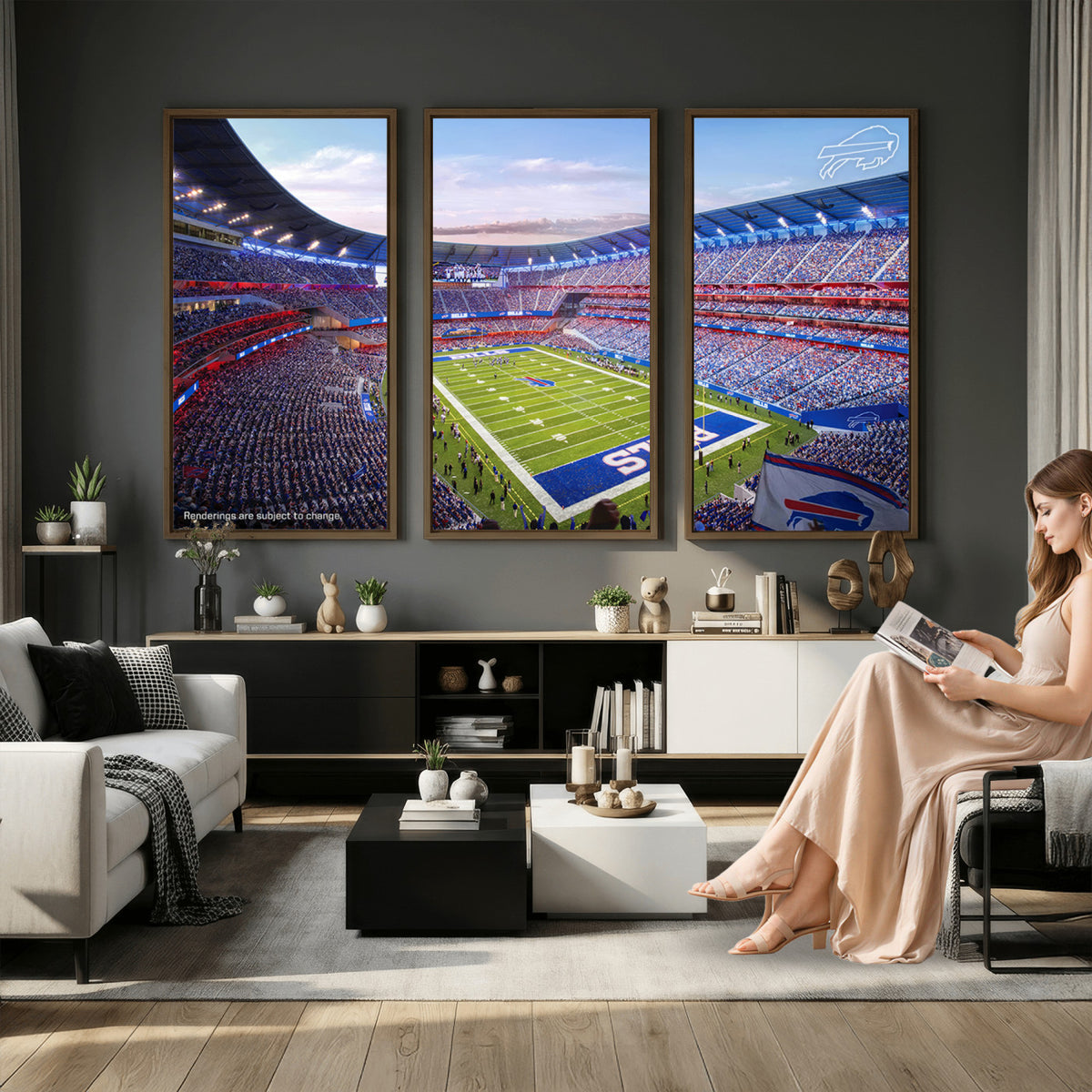 57873-MGV-CV-36X24 - Buffalo Bills Football Team Print Canvas - Buffalo Highmark Stadium Wall Art Canvas Print
