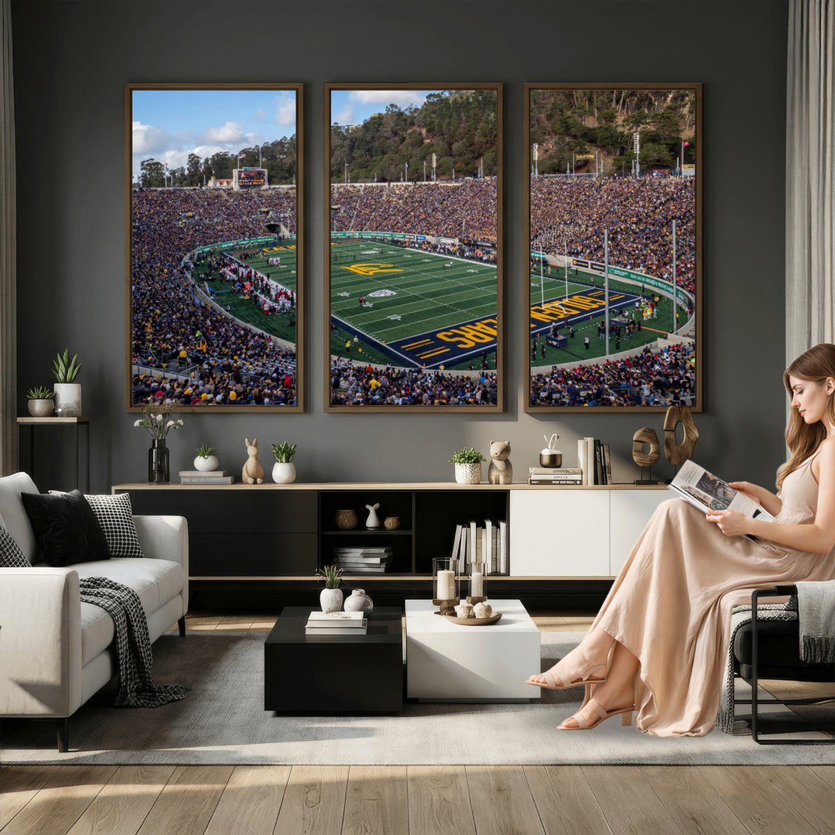 38054-MGV-CV-36X24 - University of California Golden Bears Football Team Print - Berkeley California Memorial Stadium Art