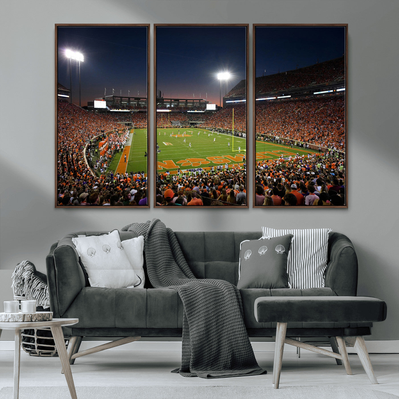 MGV-FC-48X32-3P - Clemson University Tigers Art Print, Football Team Print - Clemson Memorial Stadium Wall Art Canvas