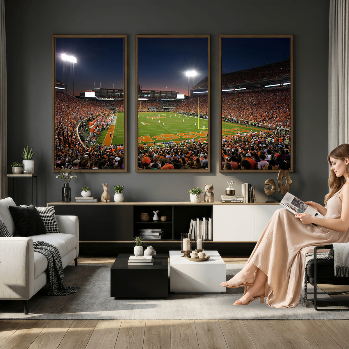 32340-MGV-CV-36X24 - Clemson University Tigers Art Print, Football Team Print