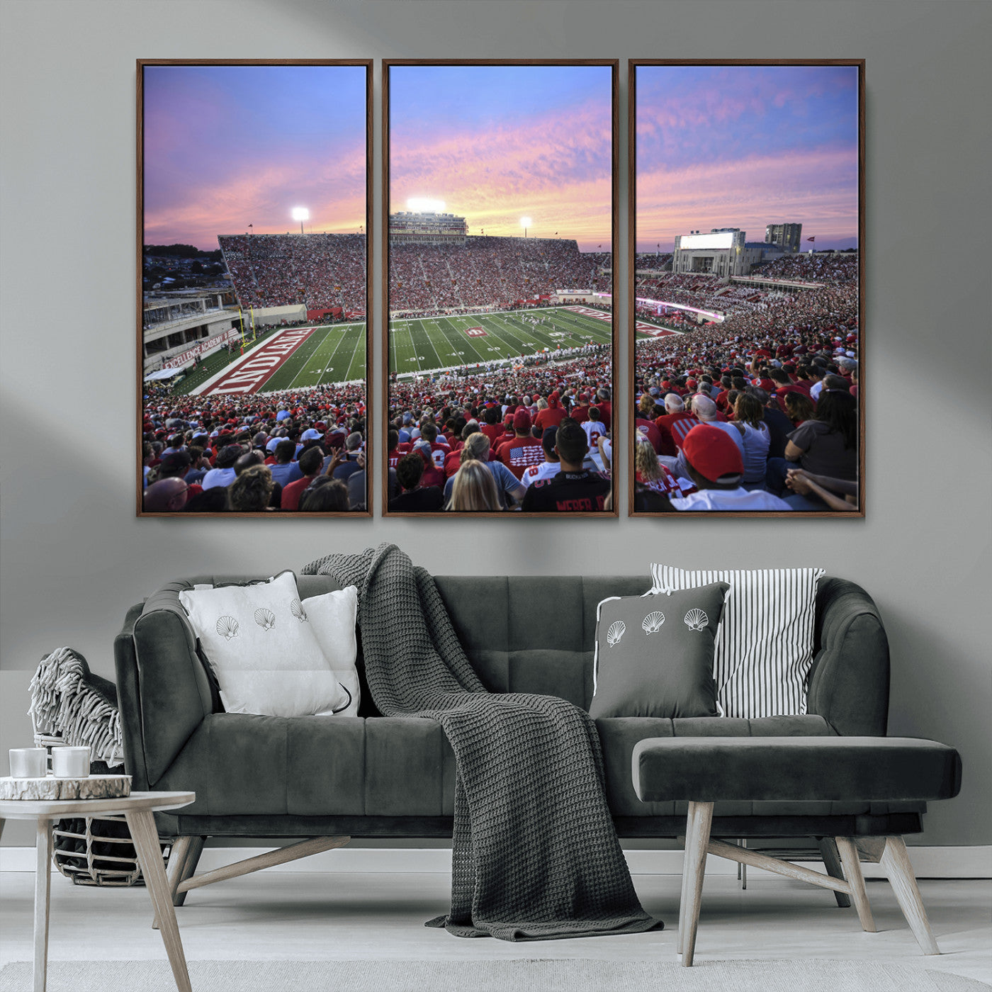 MGV-FC-48X32-3P - Indiana University Hoosiers Football Team Print - Bloomington Memorial Stadium Wall Art Canvas Print