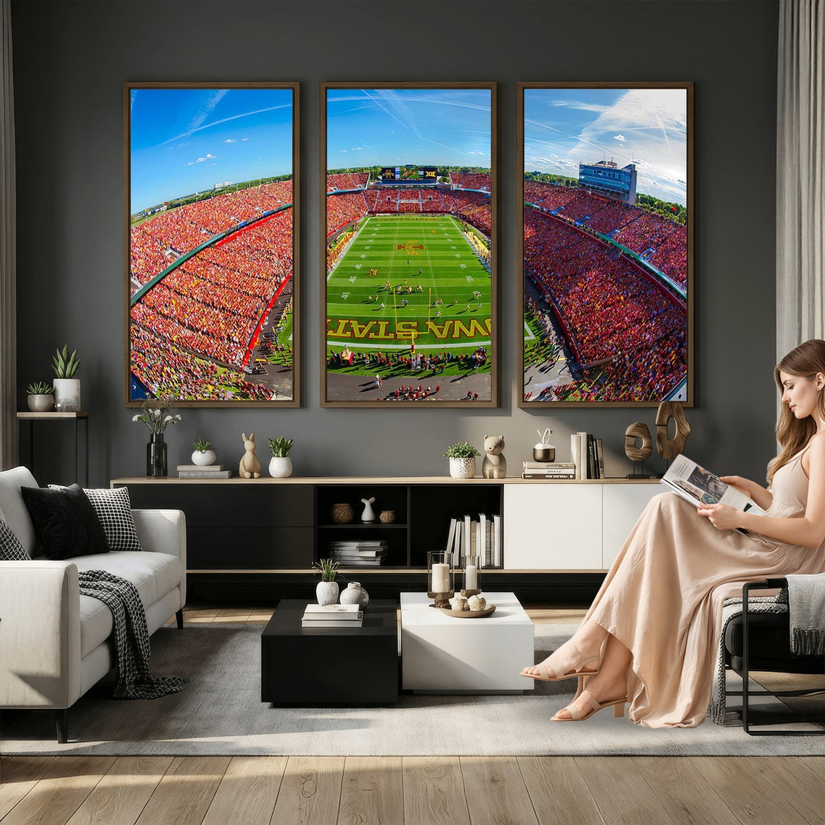 36706-MGV-CV-24X16 - Iowa State University Cyclones Football Team Print, Ames, Framed and Ready to Hang