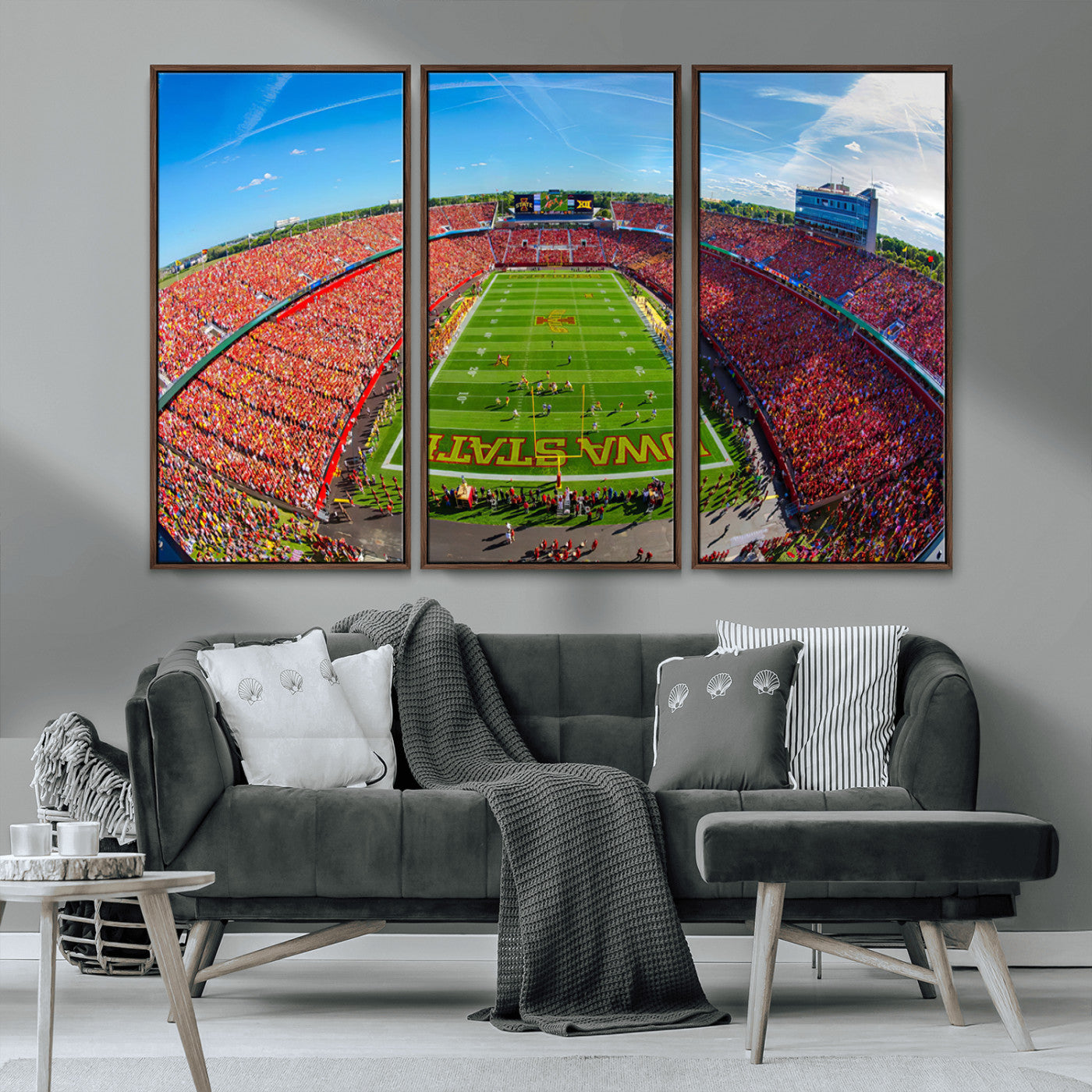MGV-FC-48X32-3P - Iowa State University Cyclones Football Team Print - Ames Jack Trice Stadium Art Canvas Print