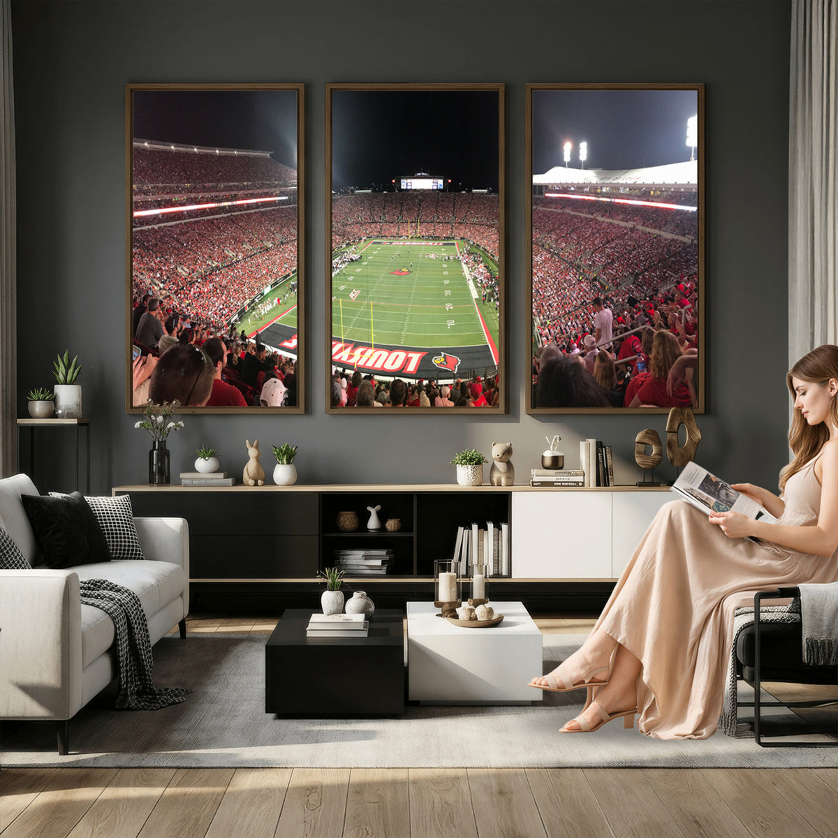 51251-PAN-FL-20X10 - University of Louisville Cardinals Football Team Print - Louisville Cardinal Stadium Wall Art Canvas