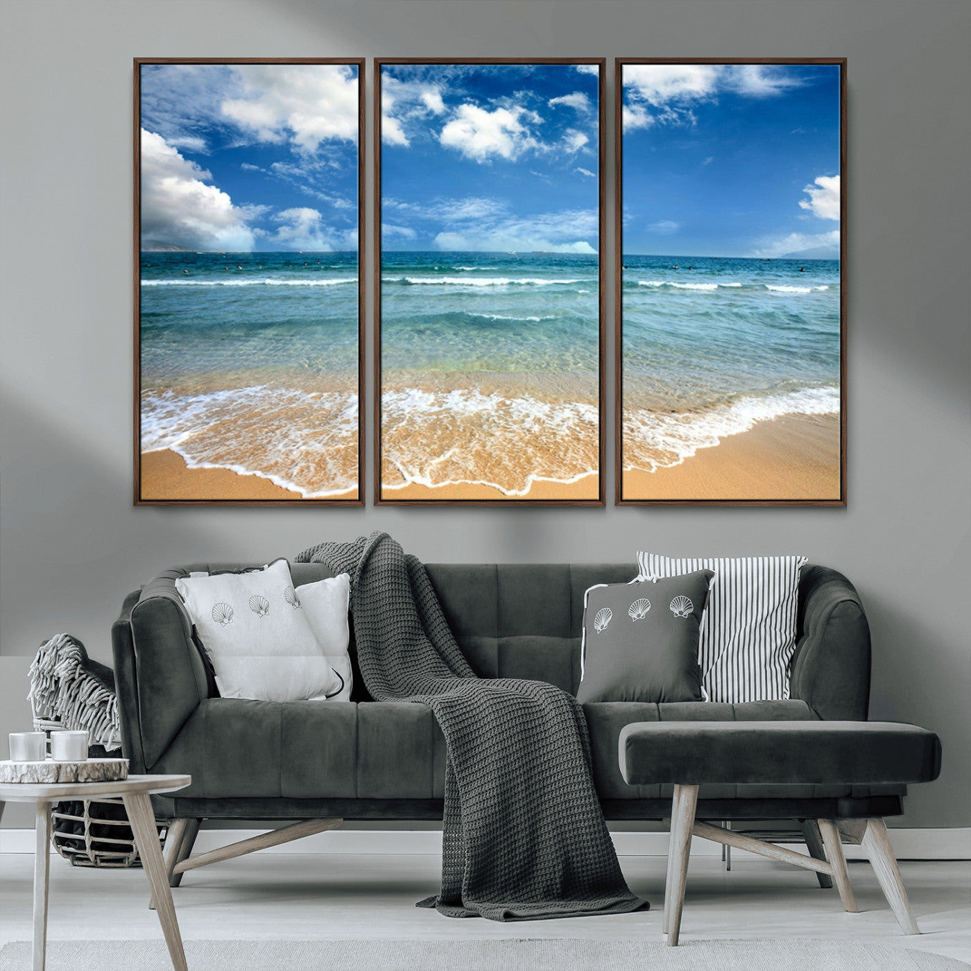 MGV-FC-48X32-3P - Sea View From the Beach Canvas Print