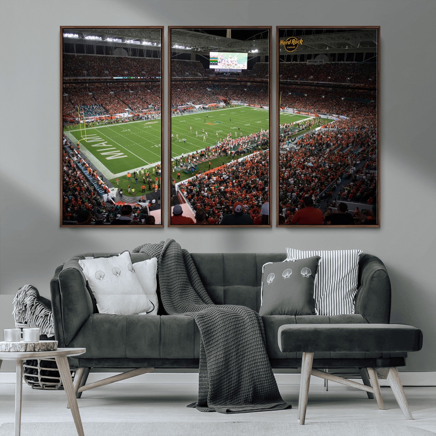 MGV-FC-48X32-3P - Miami Hurricanes Football Team Print Canvas- Miami Hard Rock Stadium Wall Art Canvas Print