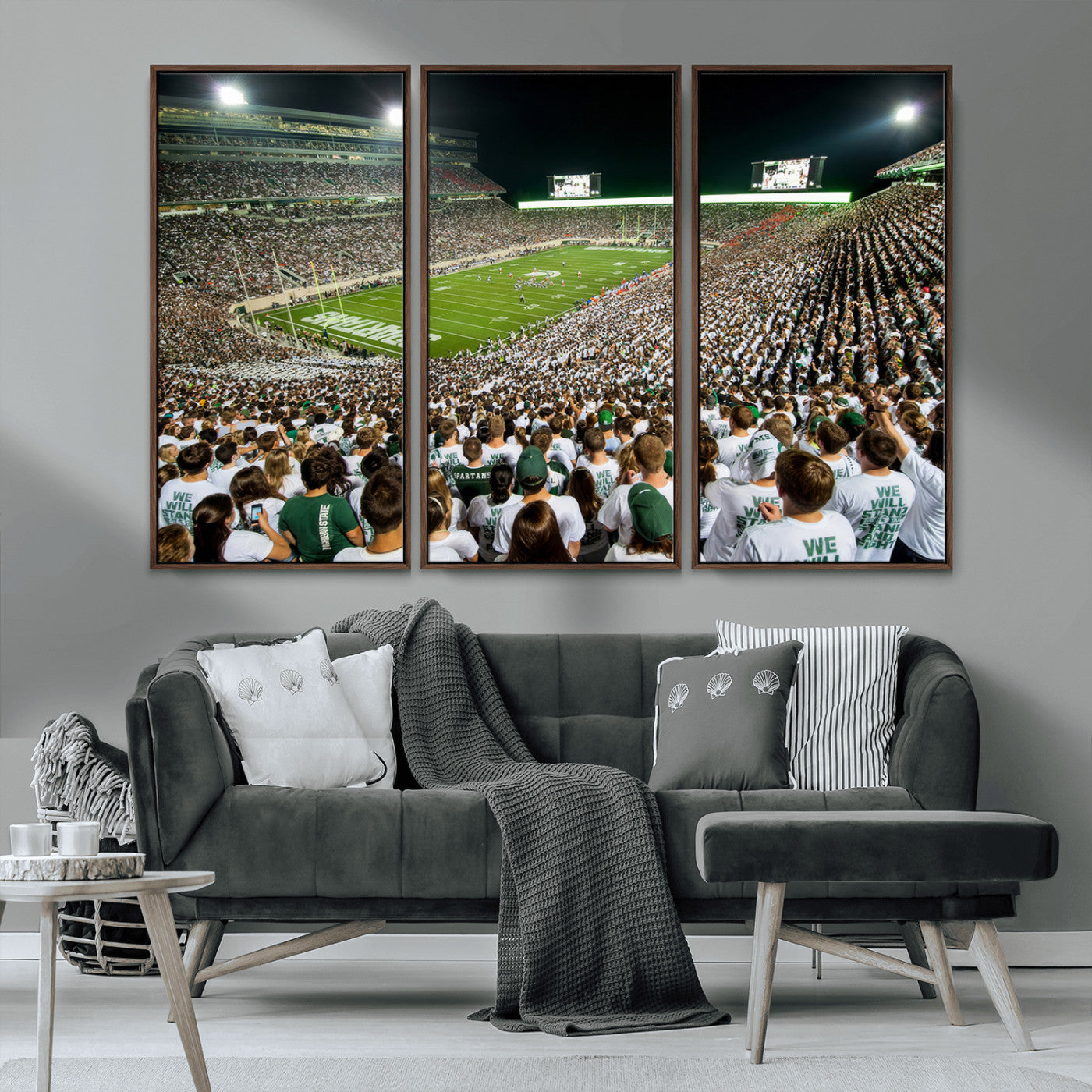 MGV-FC-48X32-3P - Michigan State Spartans Football Canvas Print - East Lansing Spartan Stadium Wall Art Canvas Print