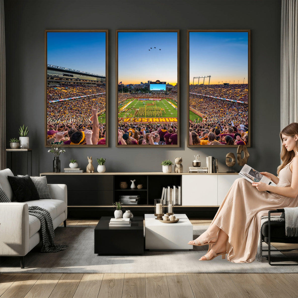 84421-MGV-CV-36X24 - University of Minnesota Golden Gophers Art Print, Football Team Print - Minneapolis Huntington Bank