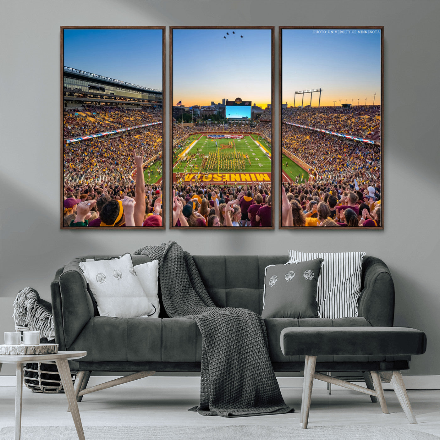MGV-FC-48X32-3P - University of Minnesota Golden Gophers Football Team Print - Minneapolis Huntington Bank Stadium