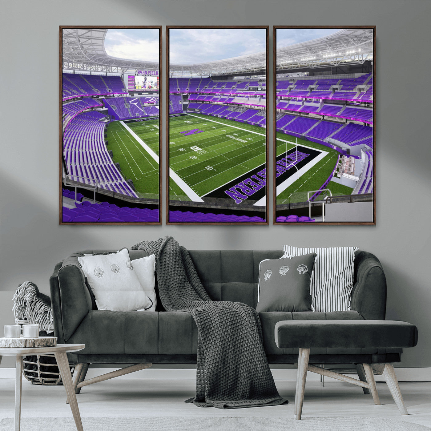 MGV-FC-48X32-3P - Northwestern University Wildcats Football Team Print - Evanston Ryan Field Wall Art Canvas Print
