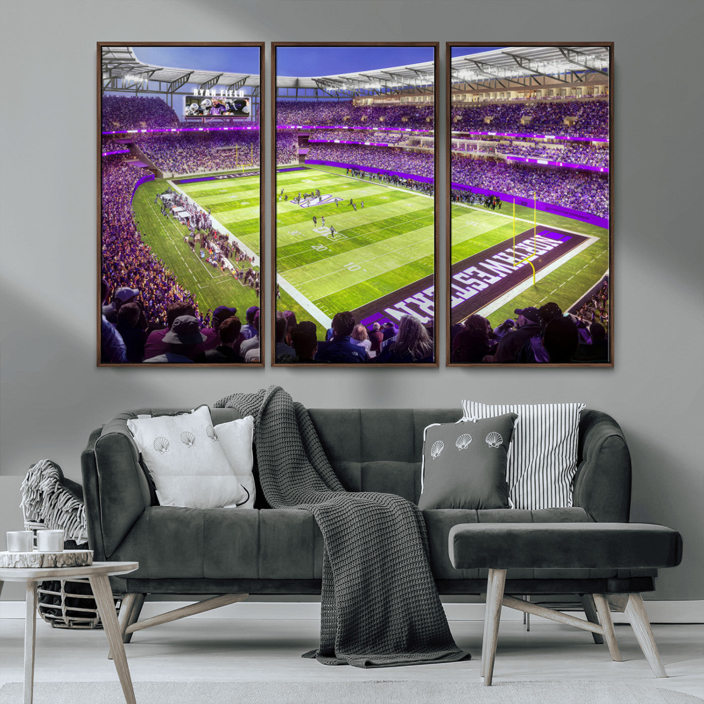 MGV-FC-48X32-3P - Northwestern University Wildcats Football Team Print - Evanston Ryan Field Wall Art Canvas Print