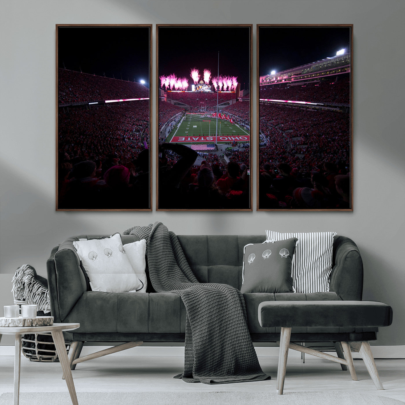 MGV-FC-48X32-3P - Ohio State University Buckeyes Football Team Print - Columbus Ohio Stadium Wall Art Canvas Print