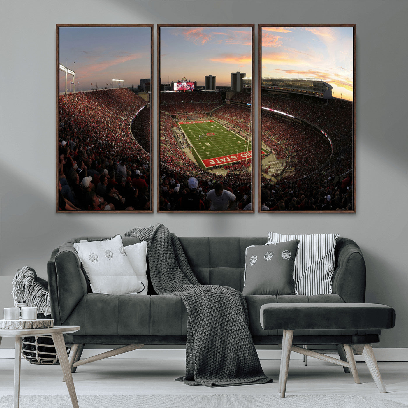 MGV-FC-48X32-3P - Ohio State University Buckeyes Football Team Print - Columbus Ohio Stadium Wall Art Canvas Print