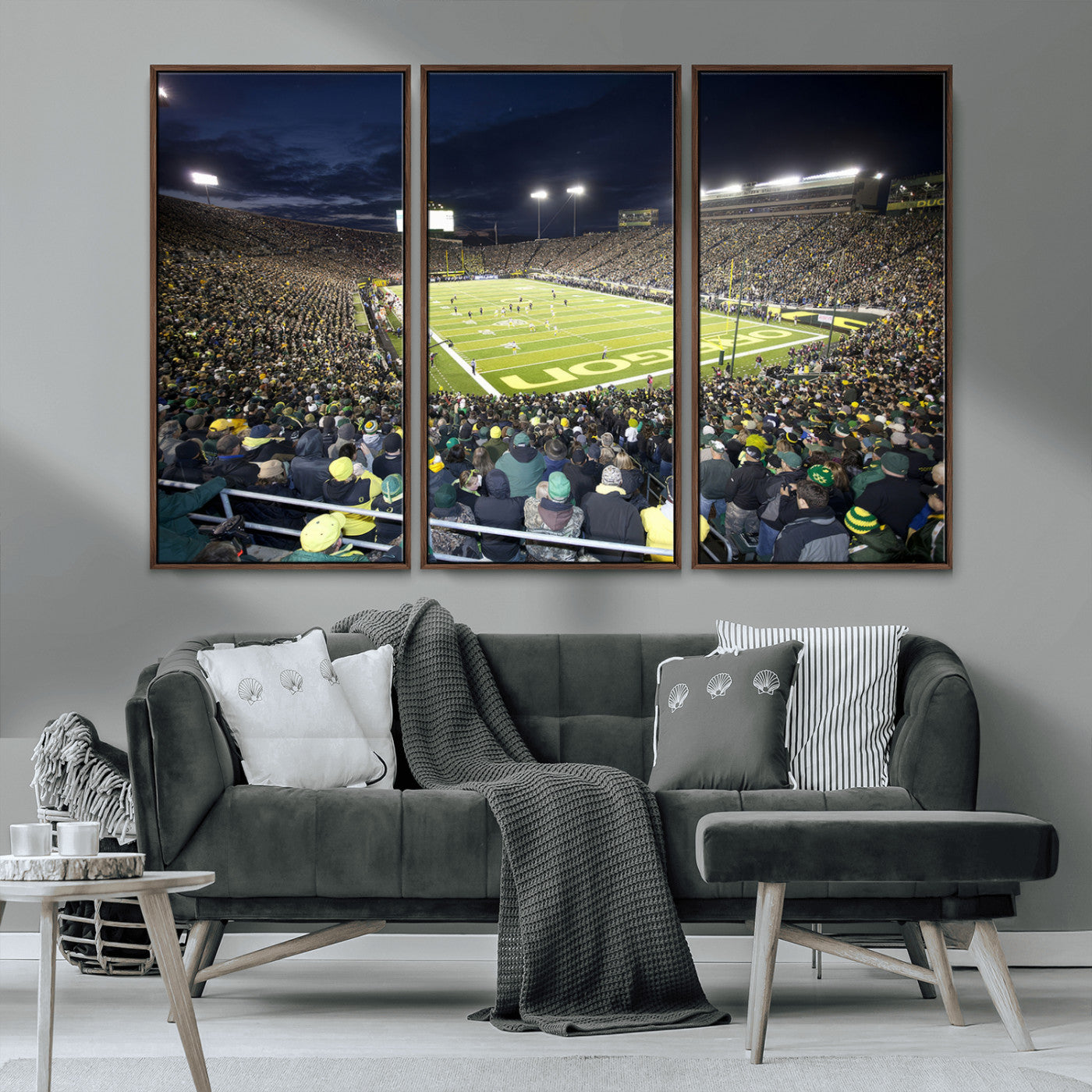 MGV-FC-48X32-3P - University of Oregon Ducks Football Team Print - Eugene Autzen Stadium Wall Art Canvas Print