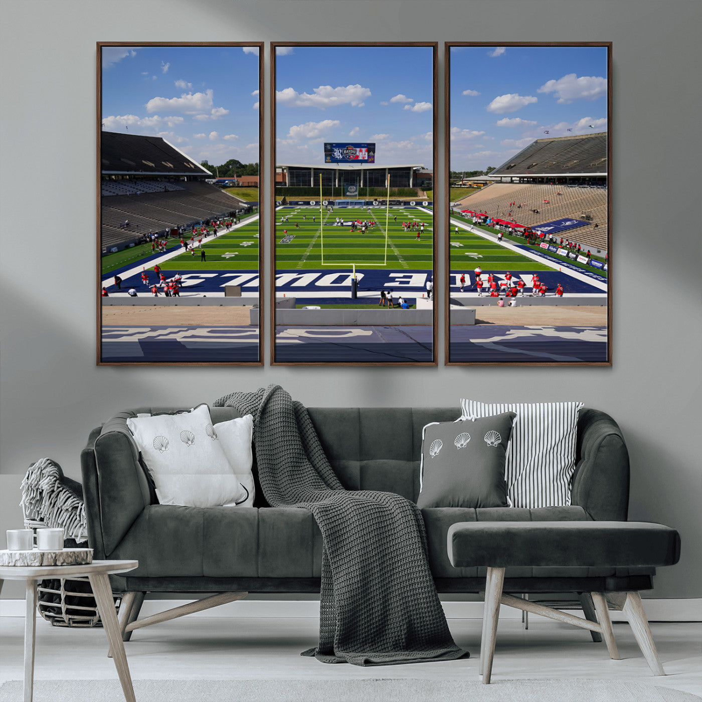 MGV-FC-48X32-3P - Rice University Owls Football Team Print - Houston Rice Stadium Wall Art Canvas Print