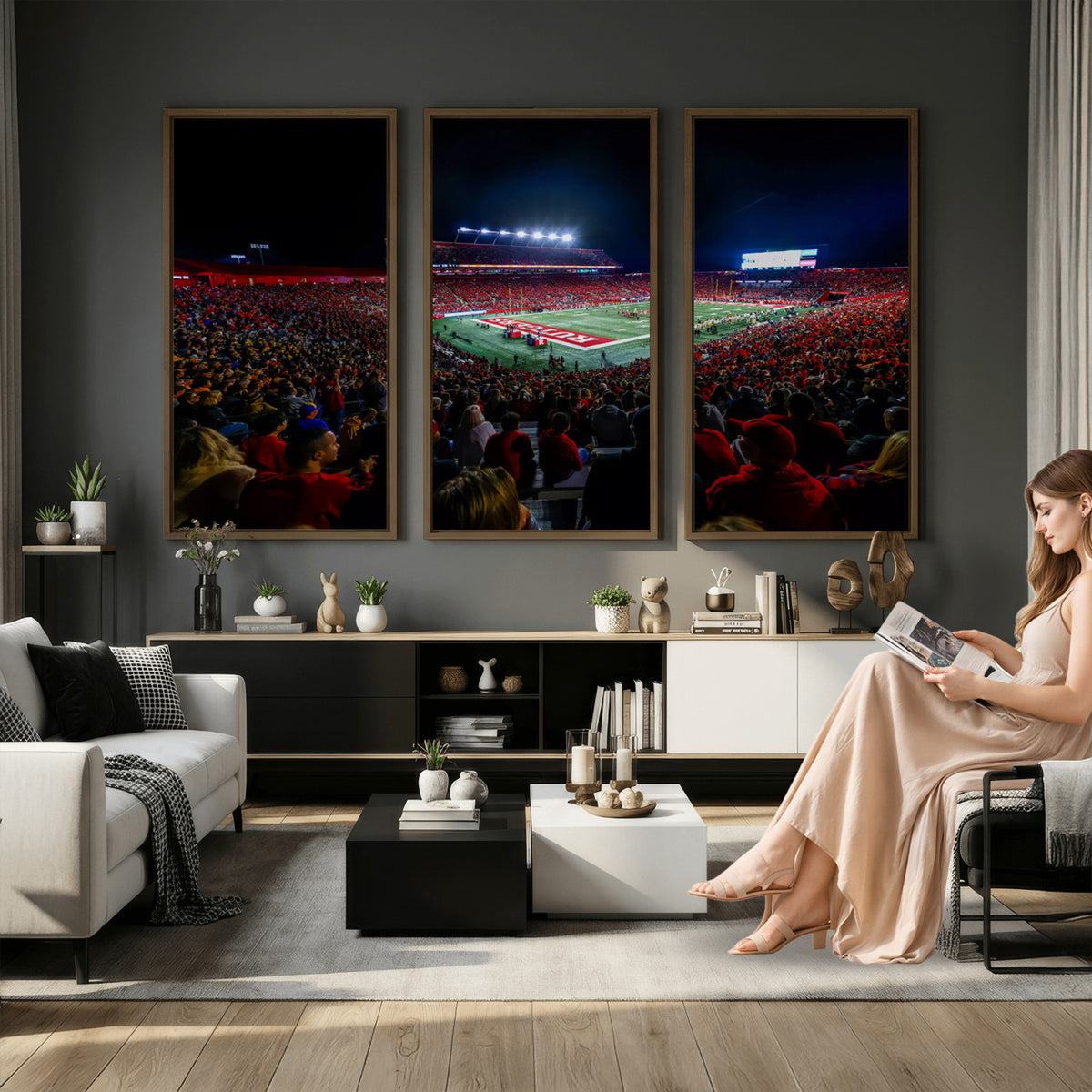 18115-PAN-FL-20X10 - Rutgers Scarlet Knights Football Team Print - SHI Stadium, Piscataway Wall Art Canvas Print