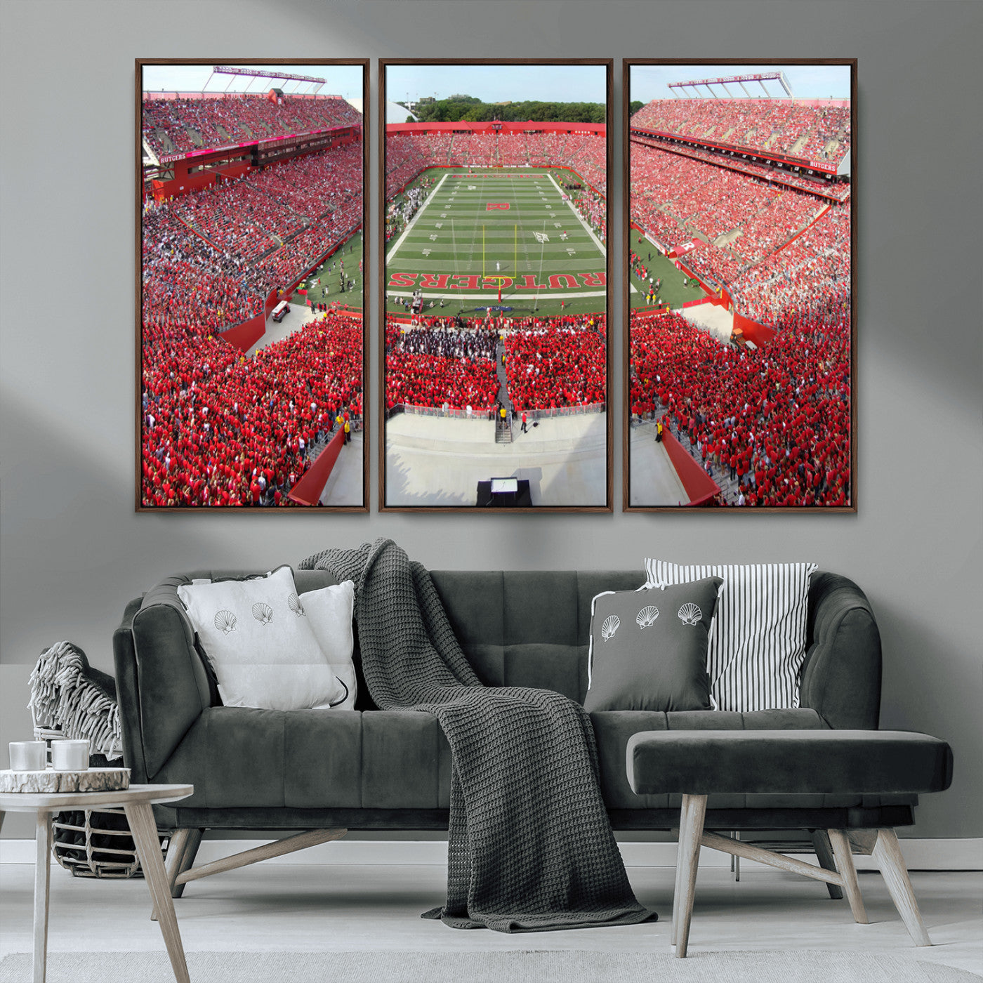 MGV-FC-48X32-3P - Rutgers Scarlet Knights Football Team Print - Piscataway SHI Stadium Wall Art Canvas Print