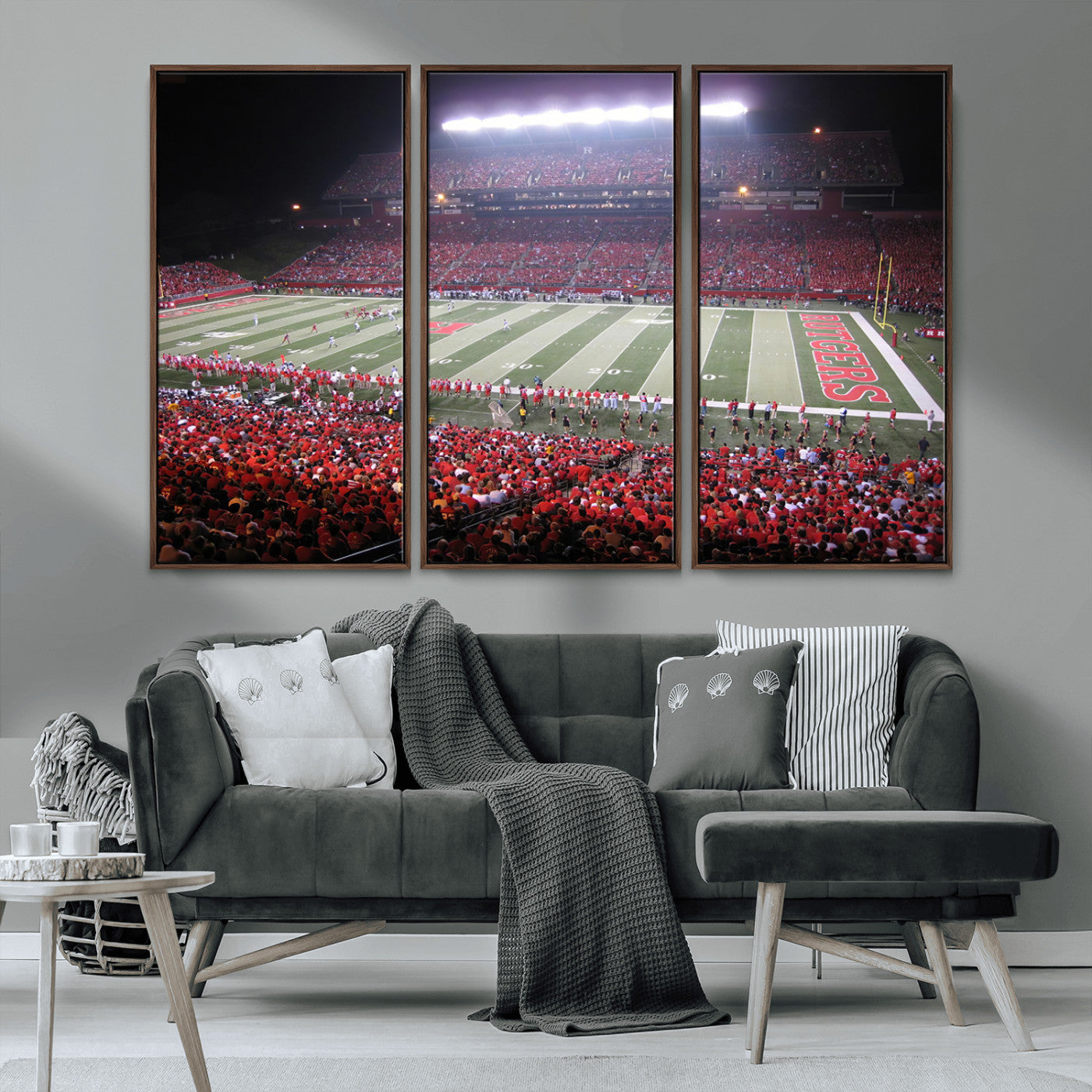 MGV-FC-48X32-3P - Rutgers University Scarlet Knights Football Team Print - Piscataway SHI Stadium Wall Art Canvas