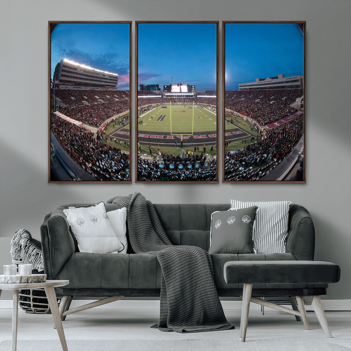 MGV-FC-48X32-3P - Texas Tech Red Raiders Canvas, Framed Football Team Print - Lubbock Jones AT&T Stadium Wall Art