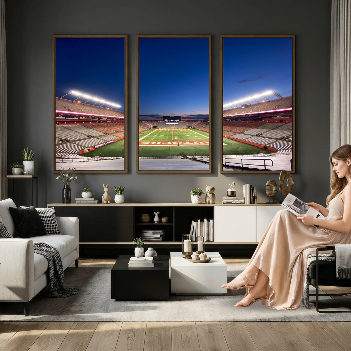 15051-MGV-CV-36X24 - Rutgers Scarlet Knights Football Team Print, Piscataway SHI Stadium