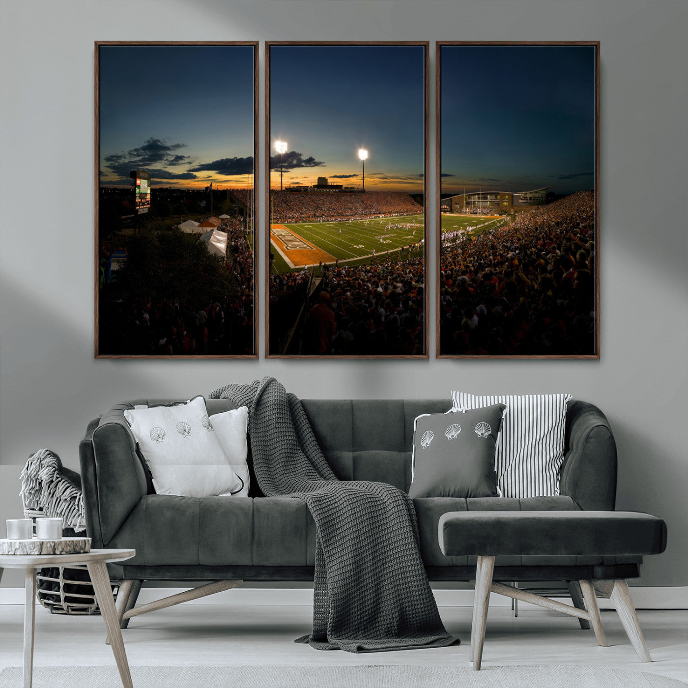 MGV-FC-48X32-3P - Ball State Cardinals Football Team Print - Muncie Scheumann Stadium Wall Art Canvas Print