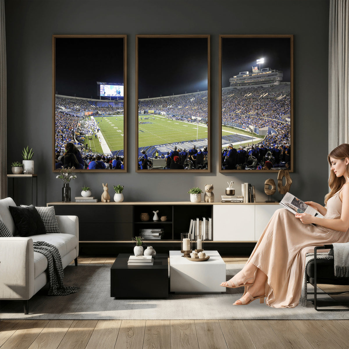 10894-PAN-FL-20X10 - University of Memphis Tigers Football Team Print - Memphis Simmons Bank Liberty Stadium Wall Art