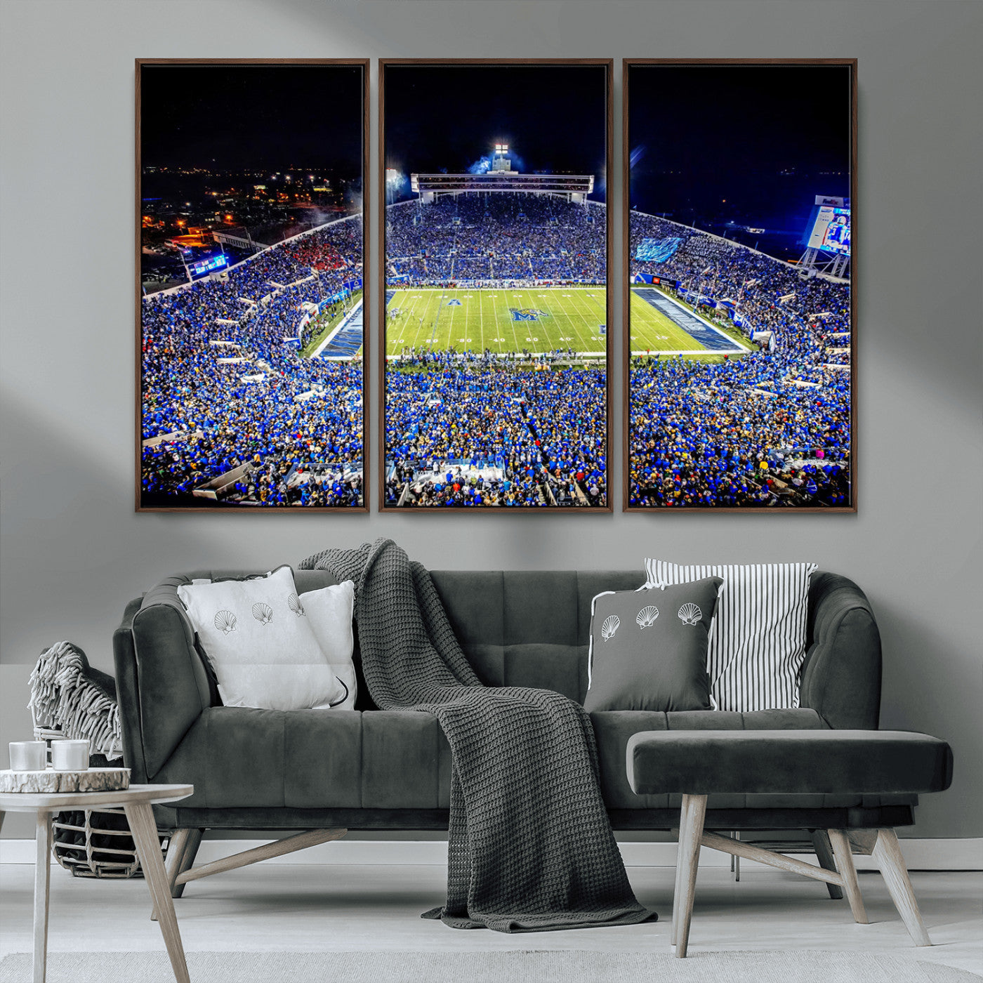 MGV-FC-48X32-3P - University of Memphis Tigers Football Team Print - Memphis Simmons Bank Liberty Stadium Wall Art