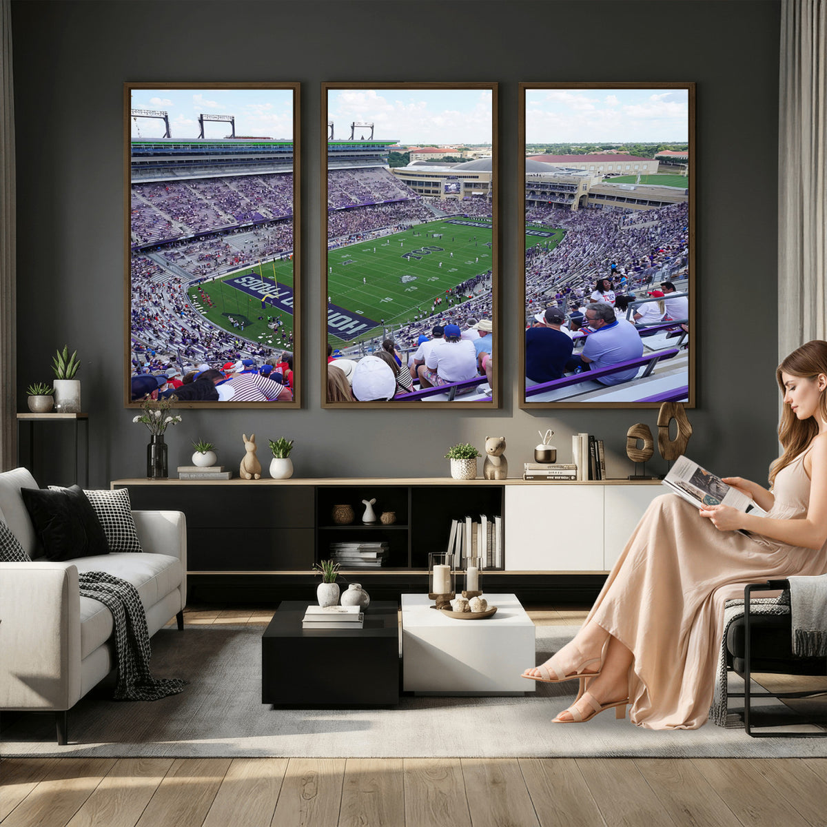 95139-MGV-CV-36X24 - The Texas Christian University TCU Horned Frogs Football Team Print, Fort Worth