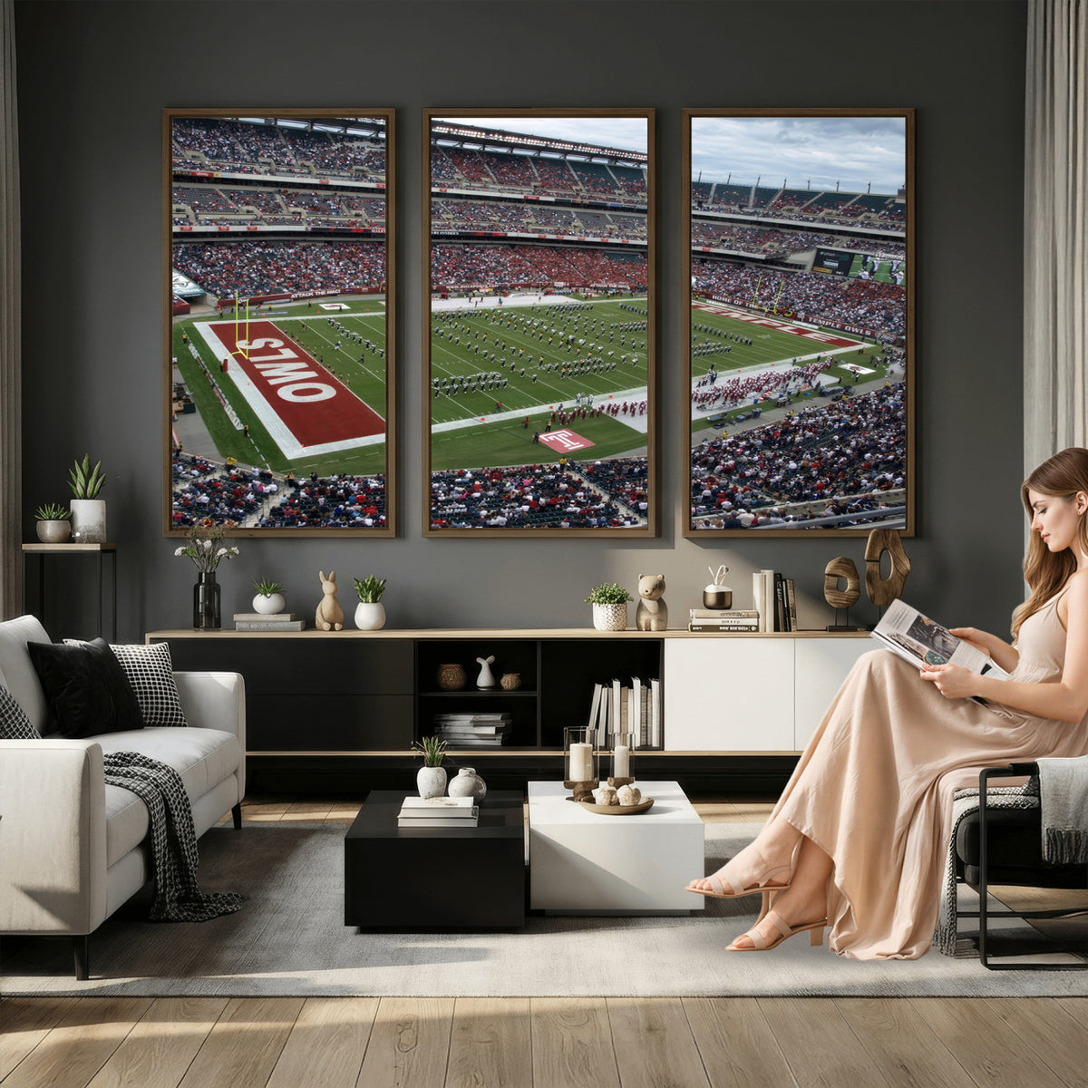 15310-PAN-FL-20X10 - The Temple University Owls Athletics Team Print - Philadelphia Lincoln Financial Field Stadium Wall