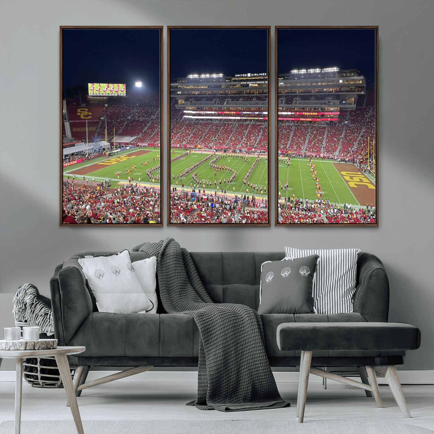 MGV-FC-48X32-3P - The University of Southern California USC Trojans Football Team Print - Los Angeles Memorial