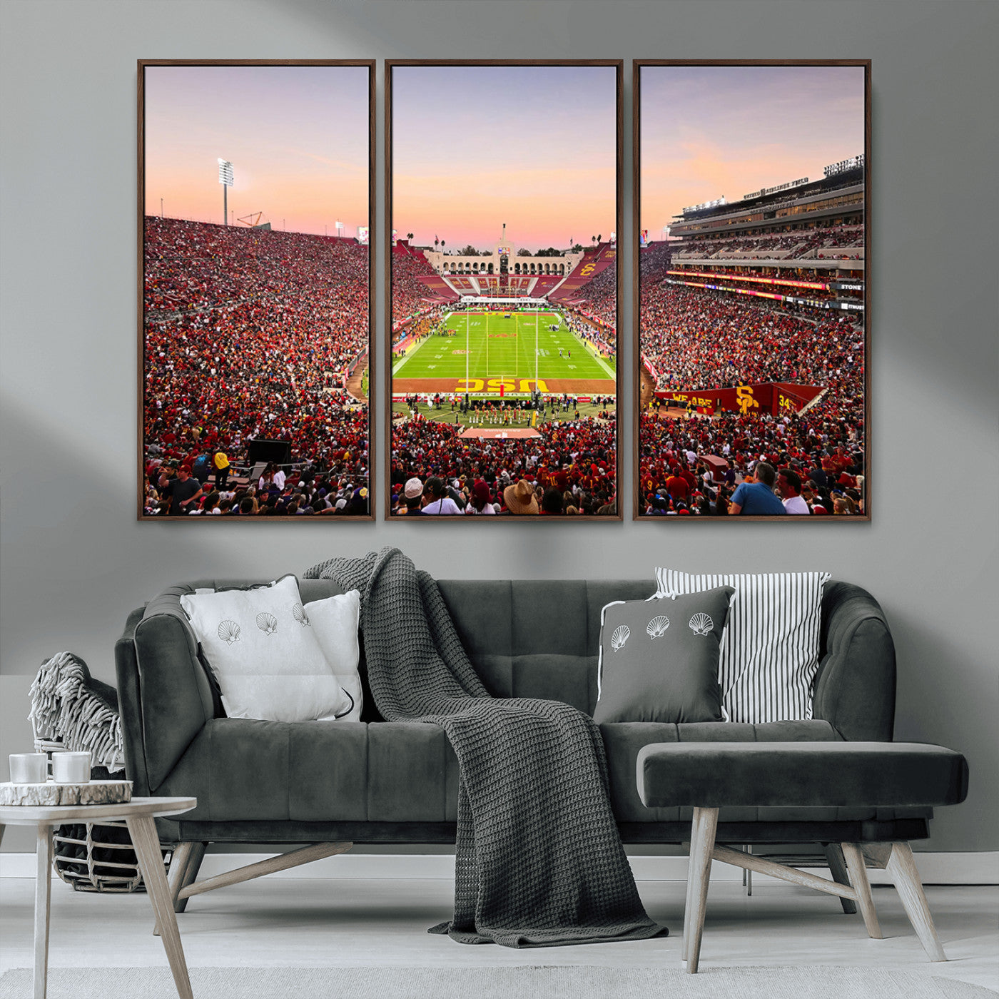 MGV-FC-48X32-3P - The University of Southern California USC Trojans Football Team Print - Los Angeles Memorial