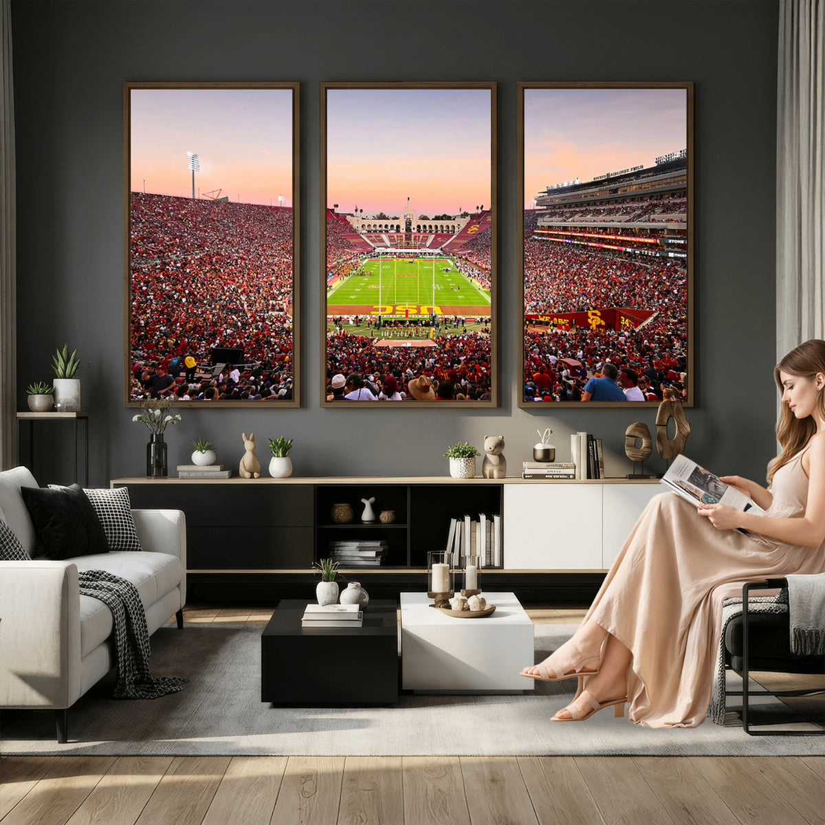 39904-MGV-CV-36X24 - The University of Southern California USC Trojans Football Team Print, Home Bar Wall Decor
