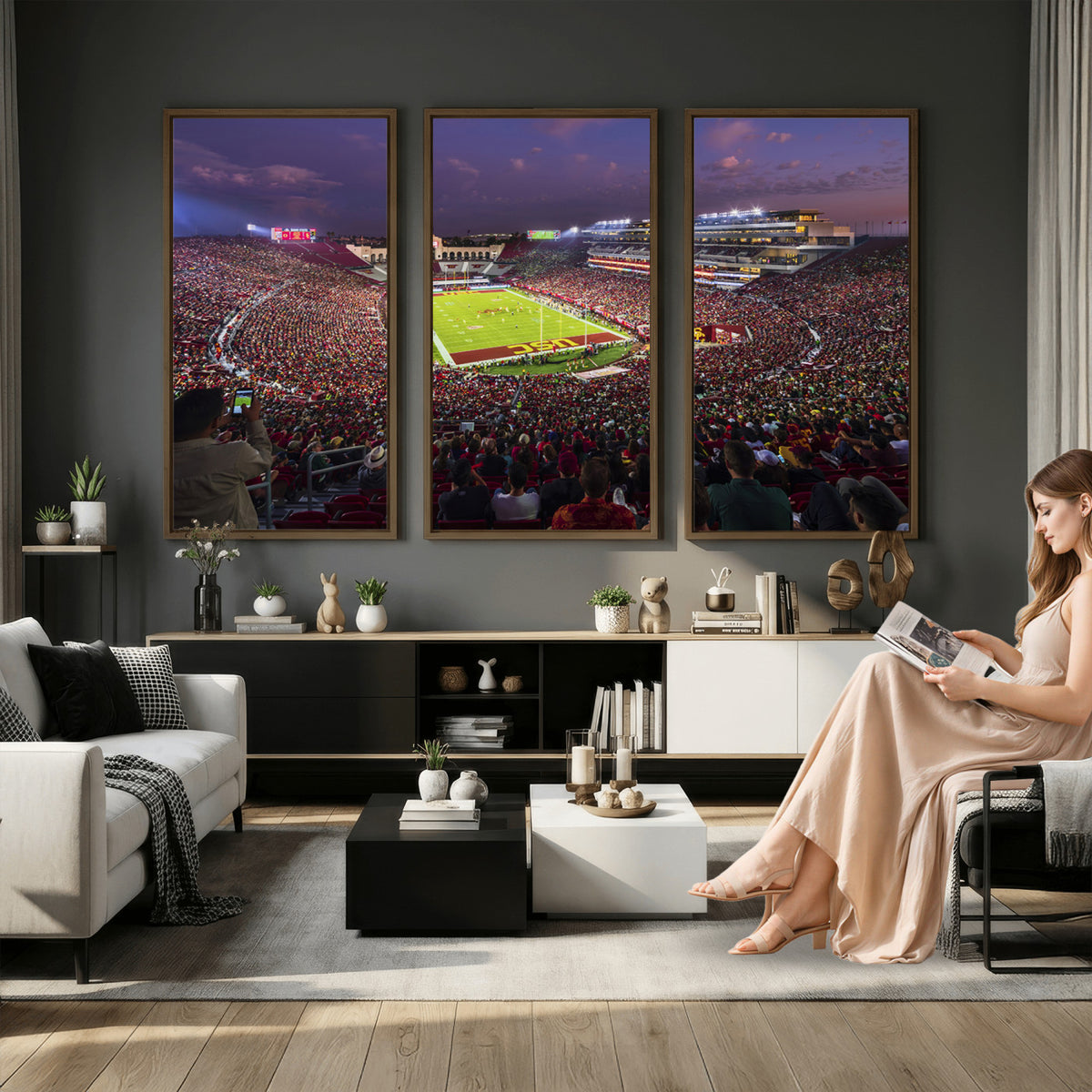 73373-MGV-CV-36X24 - The University of Southern California USC Trojans Football Team Print, Extra Large Game Room Wall Decor