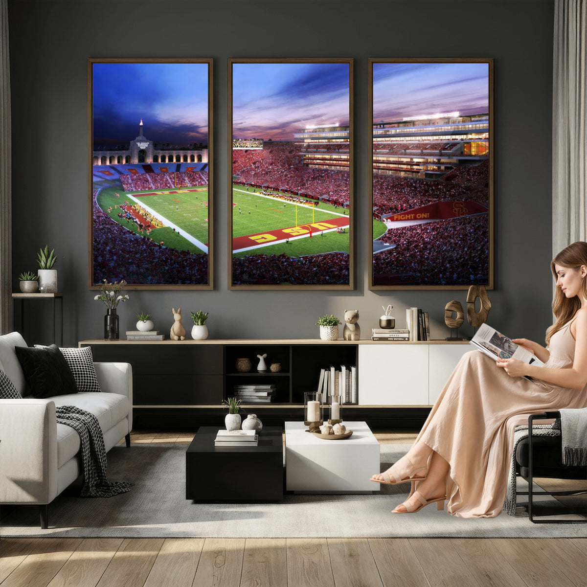 71879-MGV-CV-36X24 - The University of Southern California USC Trojans Football Team Print, Framed and Ready to Hang